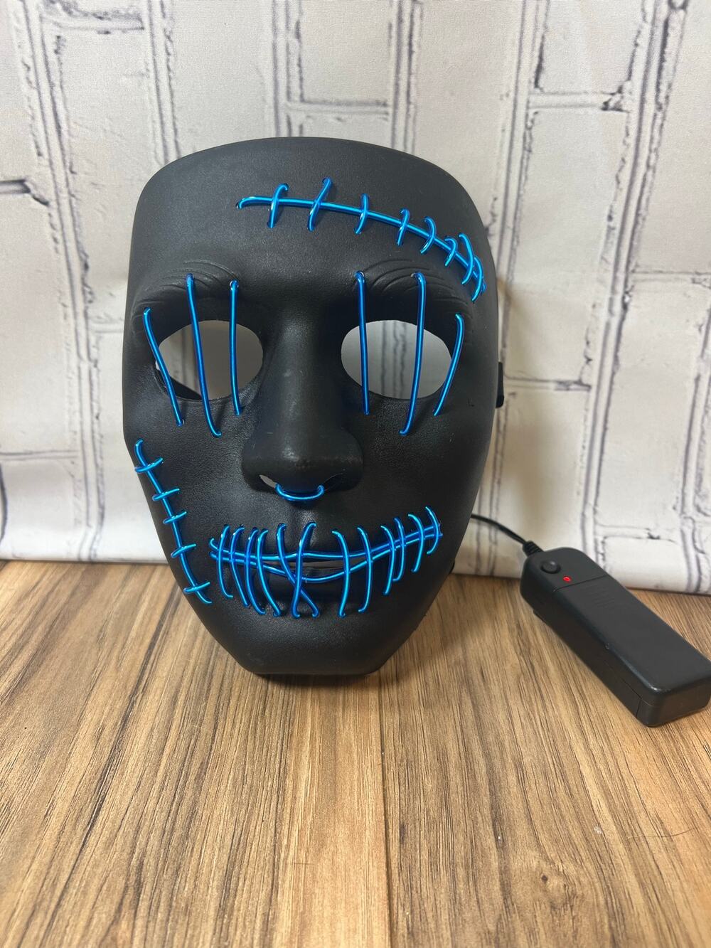 LED Light Up Purge Style Mask Blue EL Wire Halloween Costume Cosplay